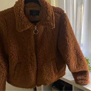 TEDDY JACKET - orange/brown sweater size small